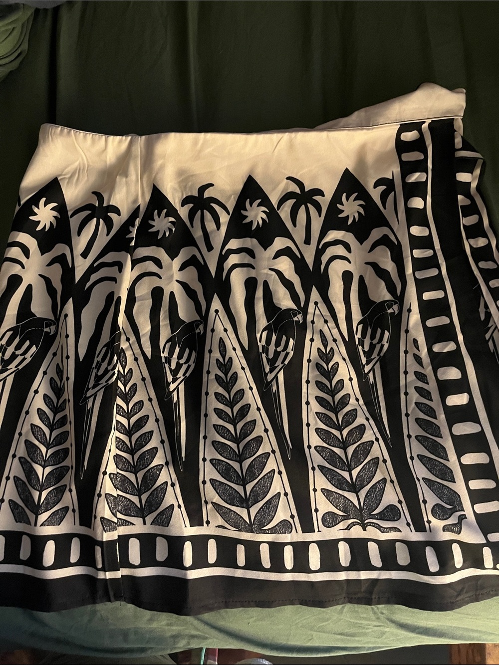 Women’s Black and White Printed Swim Cover-Up Skirt